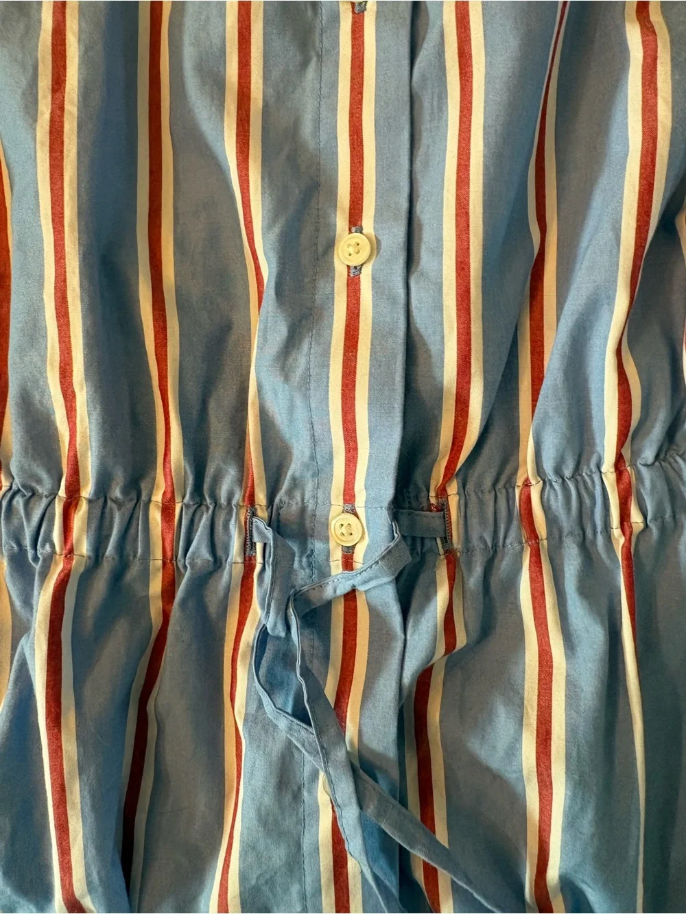 J.Crew Sleeveless Shirtdress Womens 8 Blue Red Striped NWT CW436 Drawstring